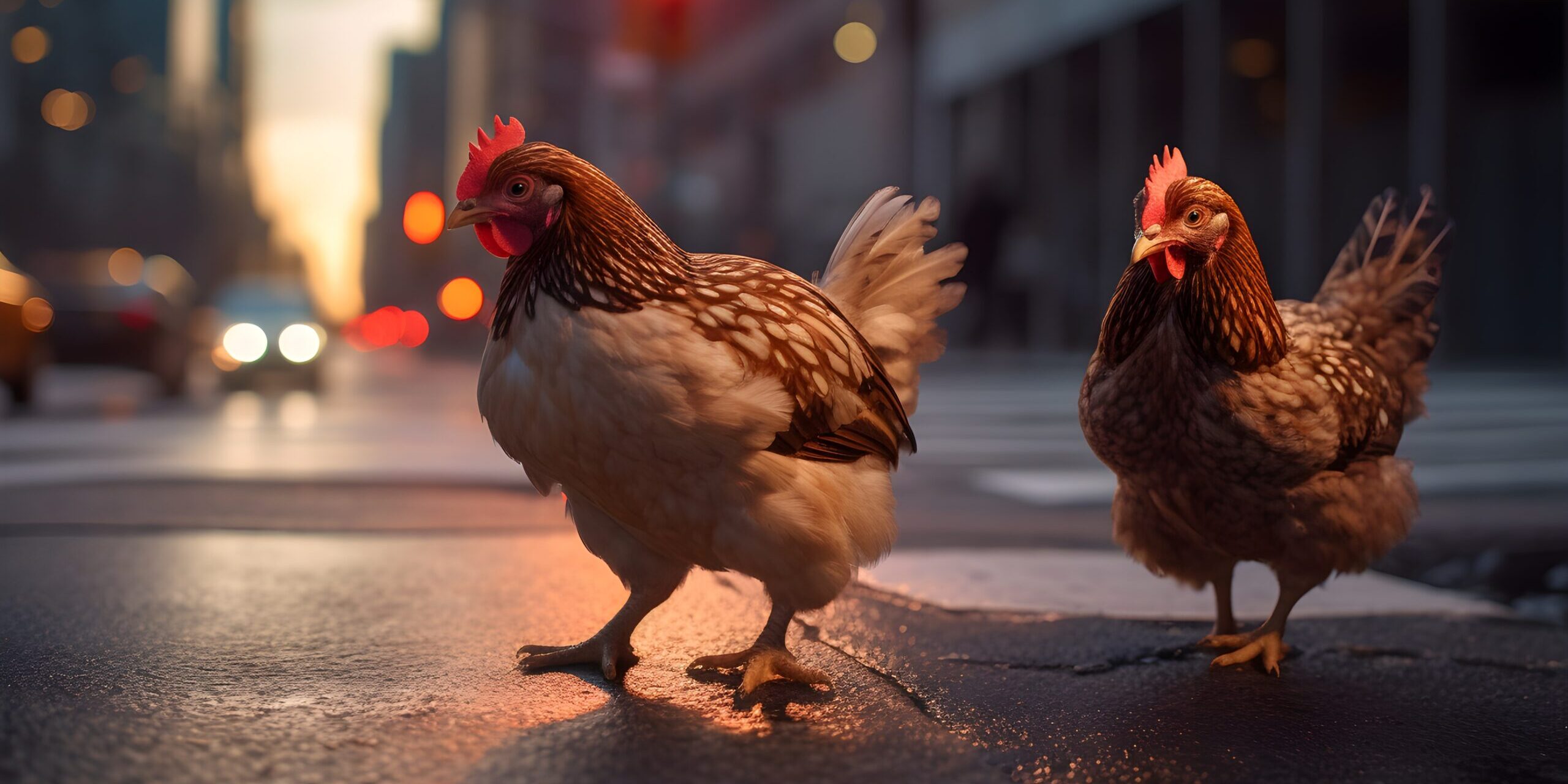 chickens on the street